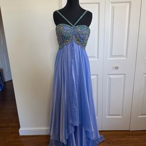 Sherri Hill Periwinkle Beaded Bodice Sheer Chiffon Body Size 2